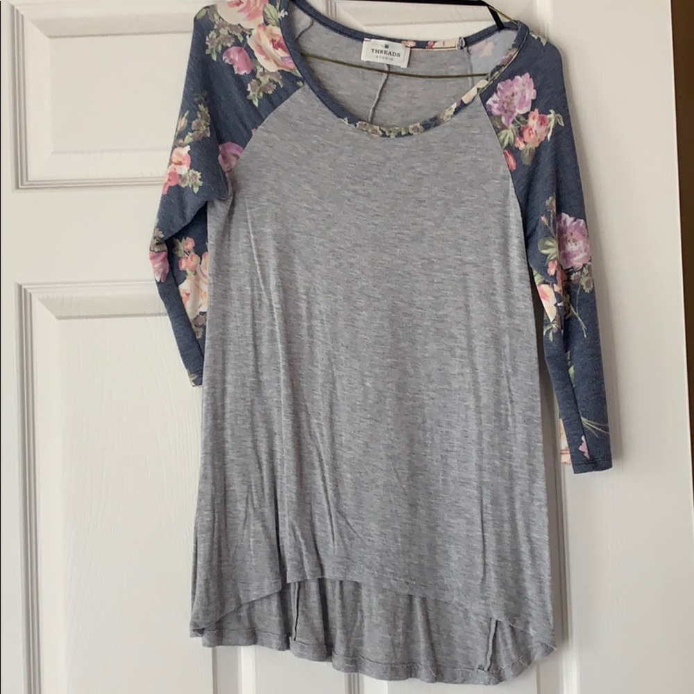 Threads half sleeve floral tee